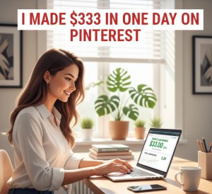 Man earning $333 in one day using Pinterest affiliate marketing strategy in the USA.