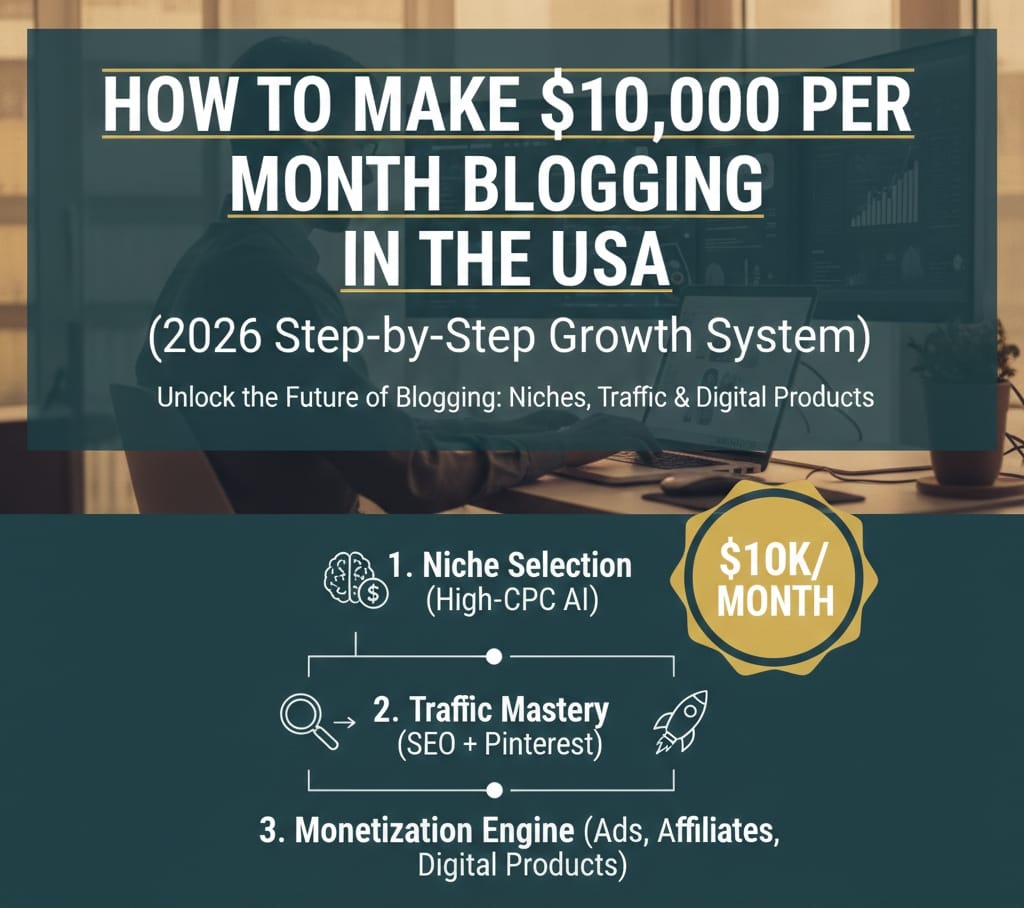 How to Make $10,000 Per Month Blogging in the USA (2026 Step-by-Step Growth System)