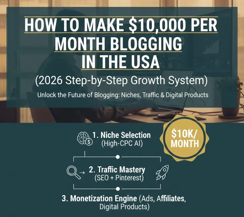 How to Make $10,000 Per Month Blogging in the USA (2026 Step-by-Step Growth System)